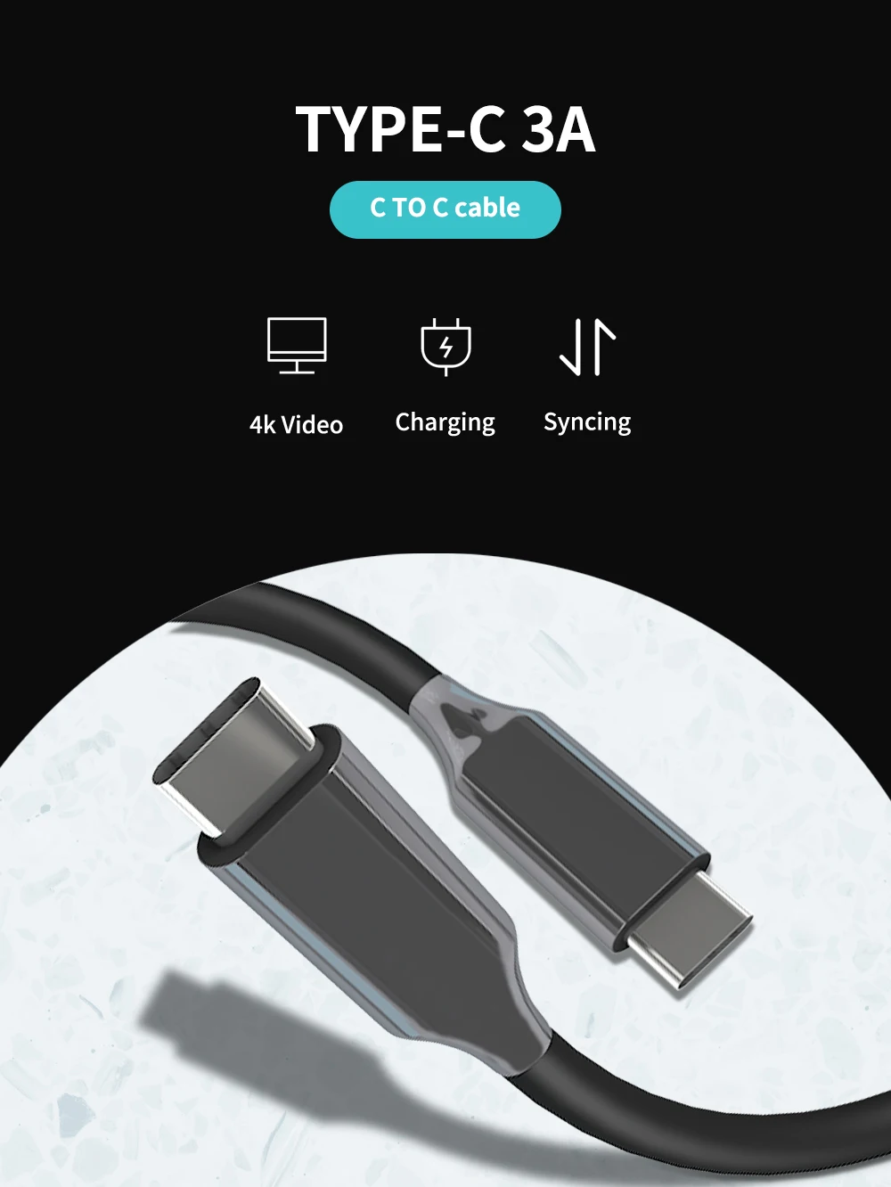 Кабель usb type-C к usb type-C для samsung Galaxy S9 Plus, поддержка PD 60W QC3.0 3A, кабель для быстрой зарядки для устройств type-C