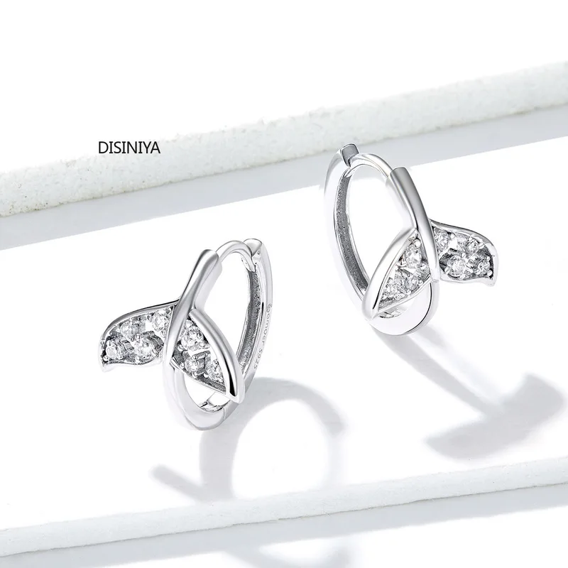 DISINIYA Mermaid Fish Tail Tiny Hoop Earrings for Women Engagement Statement Ear Hoops 925 Sterling Silver Jewelry BSE259