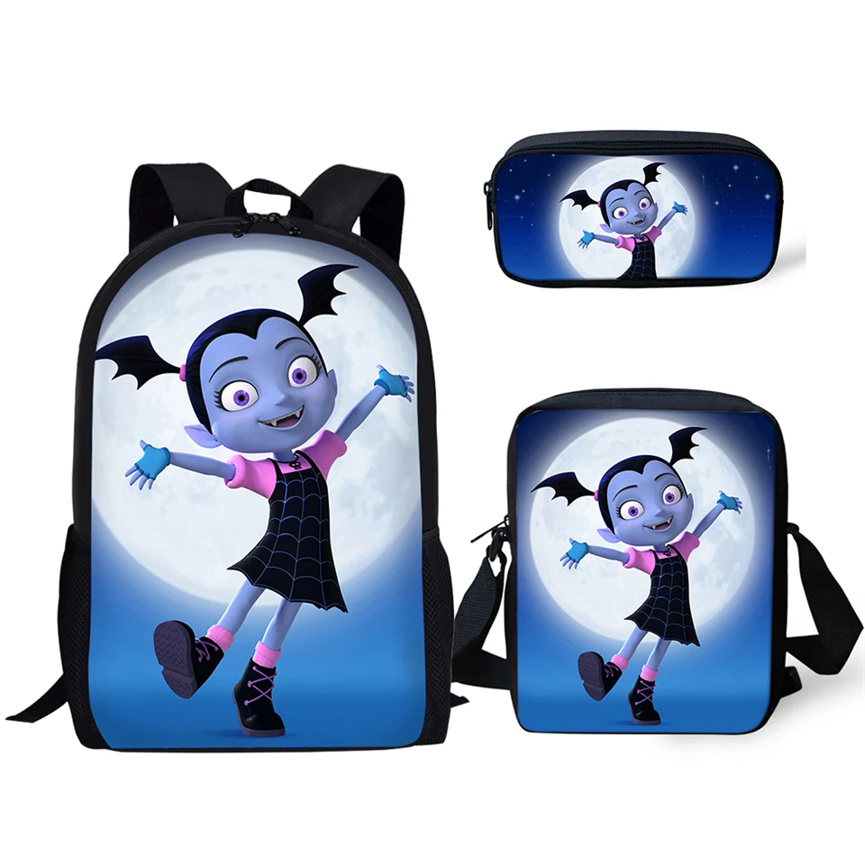 

HaoYun Children's School Backpack Vampirina Print Pattern School Book Bags Cartoon Arts Girl Design 3PCs Set Students Bags