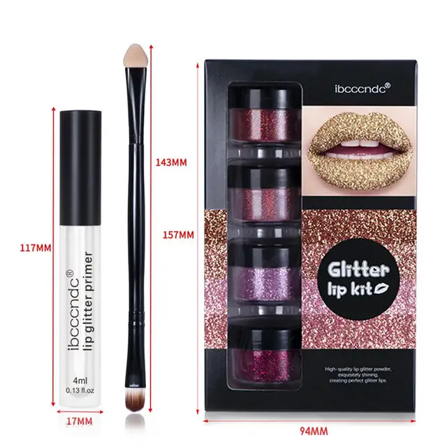 Glitter Lip Gloss Lipstick Shiny DIY Lip Gloss Diamond Waterproof Long Lasting Lipgloss Kit With Lip