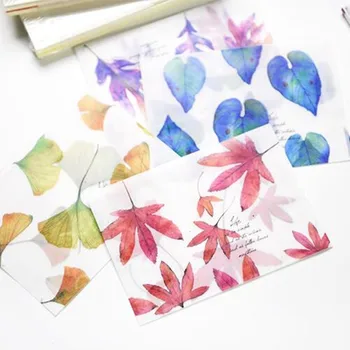 

8pcs/lot Translucent Envelope Fallen Leaves Paper Greeting-Card Stationary Gift