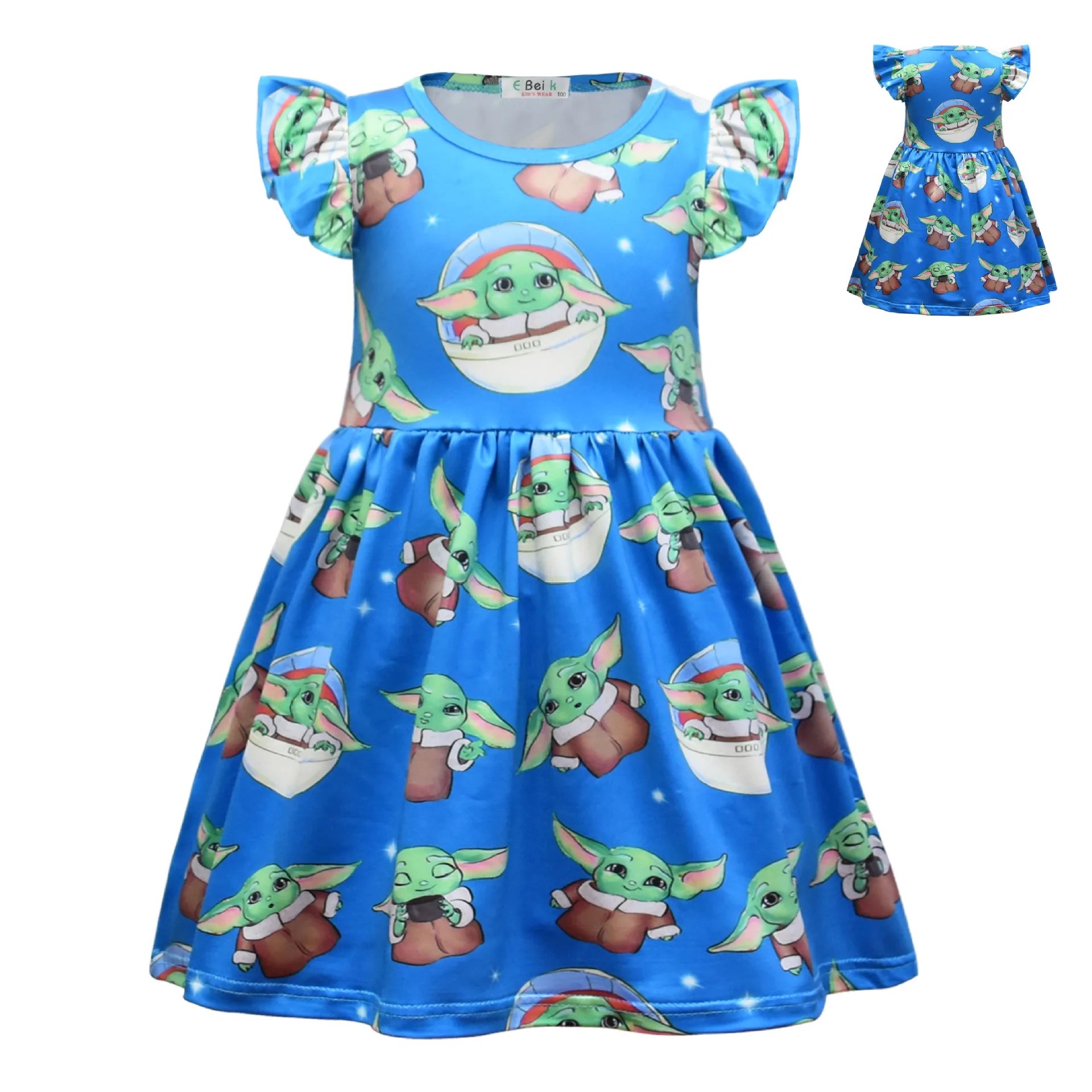 

Girl Cartoon Princess Dress Carnival Clothes Ruffles Sleeveless Soft Milksilk Pearl Dress