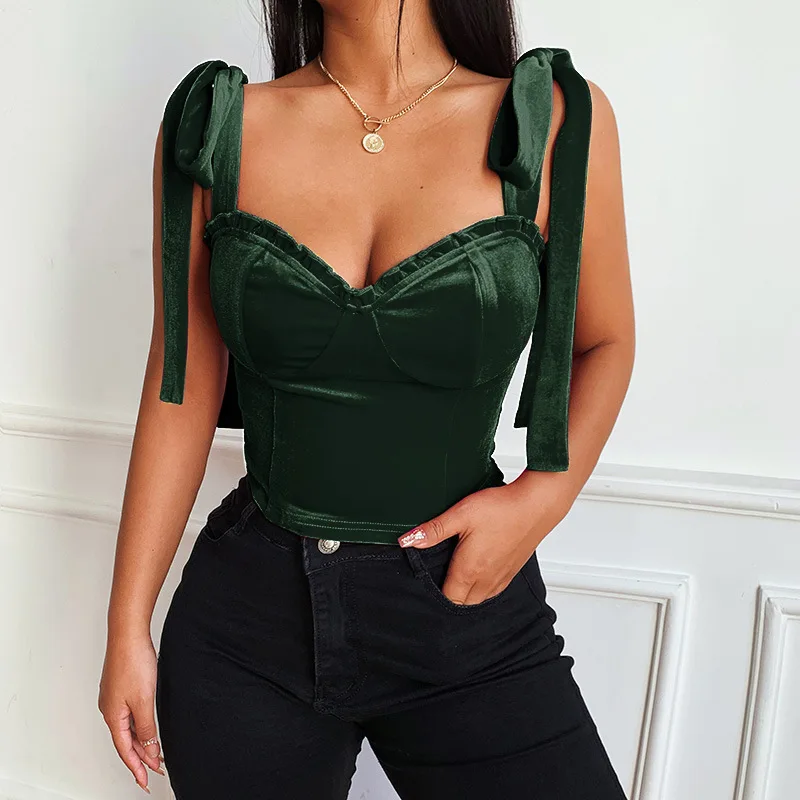 

Sexy Straps Lace Up Backless Camisole Women Solid Color Sleeveless Corset Tops 2022 Spring Party Club Slim Y2K Clothes