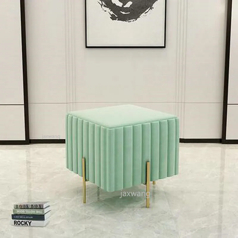 Роскошная нордическая ткань Макарон Цвет Подгонянный туалетный стул Сменная обувь маленький диван Мода Гостиная кресла для макияжа - Цвет: Type C green