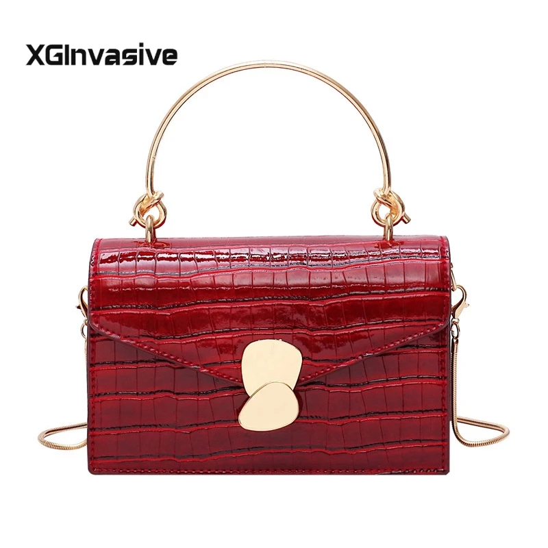 

Stone pattern PU Leather Crossbody Bags For Women 2019 Mini Shoulder Messenger Bag With Metal Handle Lady Travel Totes