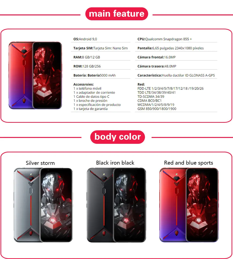 Игровая версия zte Nubia Red Magic 3S 8 Гб 12 Гб ОЗУ 128 ГБ 256 Гб ПЗУ игровой Смартфон Snapdragon 855+ 6,6" 48MP 5000 мАч мобильный телефон