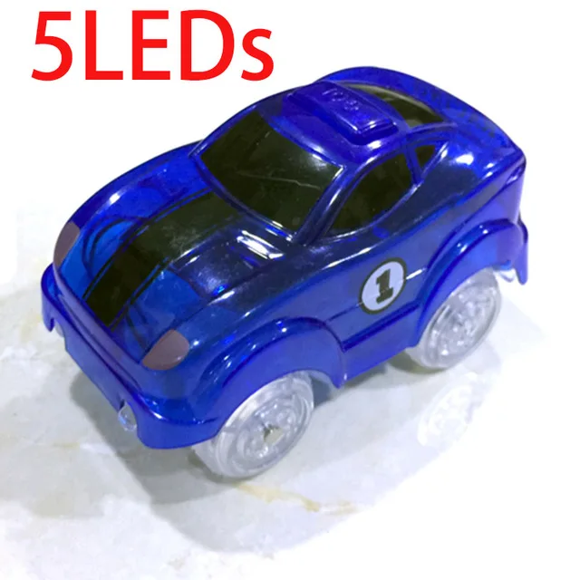 4,4-5,4 см волшебная Электроника светодиодный игрушечный автомобиль с мигающими огнями Развивающие игрушки для детей подарок на день рождения игра с треками - Цвет: 5 LED Lights
