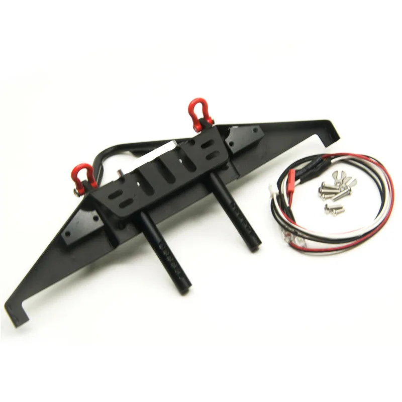 

Hot Metal Front Bumper with 2 Led Lights Hook for RC Car Model Off-Road Crawler Axial SCX10 90046 Spare Parts