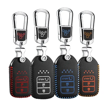 

luckeasy leather car key cover for honda urv crv 2015 Avancier 240 370 turbo remote Car Key case Fob Cover key holder key2p