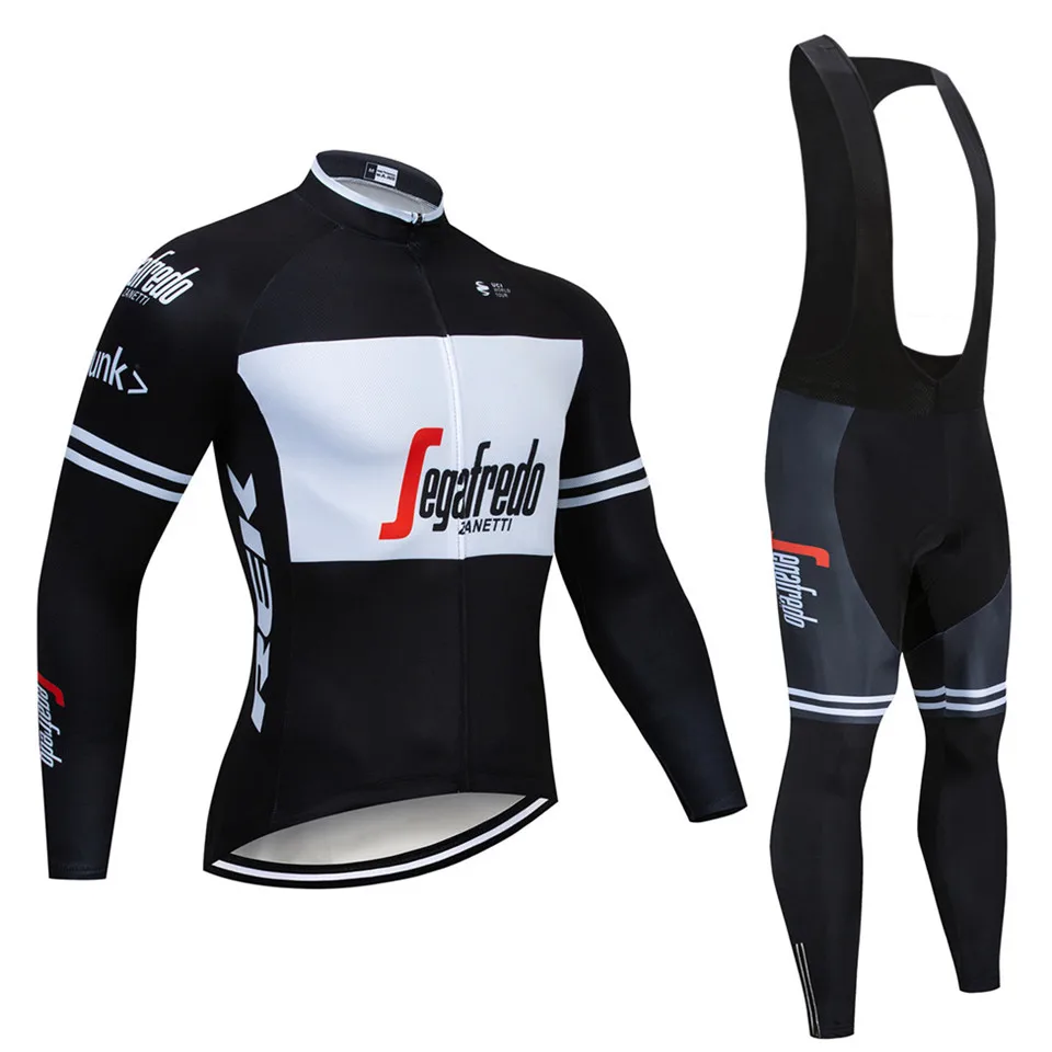 Весна Осень Коллекция черный Велоспорт Джерси с длинным рукавом для мужчин открытый гоночный треккинг велосипед Джерси ropa ciclismo набор - Цвет: Cycling suit