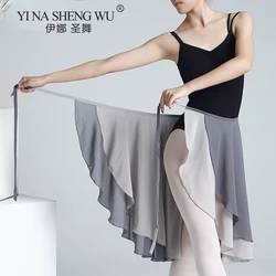 Long Wrap Ballet Skirt Women Chiffon Ballet Dress 2 Layers Skirts For Dancing Lace Chiffon Long Skirt Ballet Practice Clothing