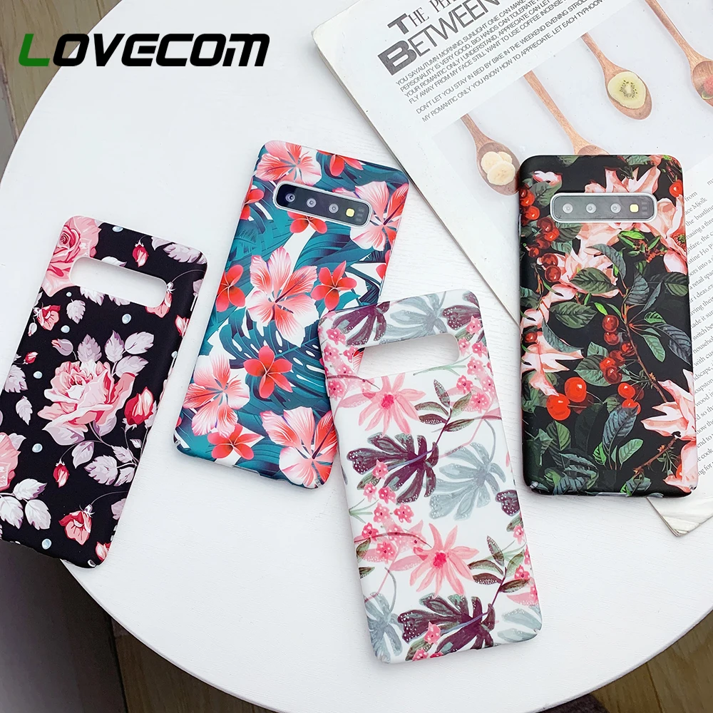 LOVECOM, Винтажный чехол для телефона с цветочным рисунком и листьями для samsung Galaxy Note 10 Pro S10 S10e S8 S9 Plus Note 8 9, матовая жесткая задняя крышка из ПК в подарок
