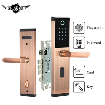 

Digital Biometric Fingerprint Lock Keyless Smart Door Lock Fingerprint+Password+RFID Card+Key Unlocking 4 Ways