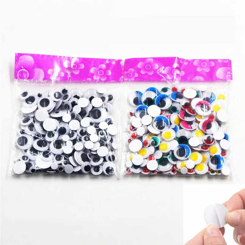 Menear autoadhesivo con los ojos para artesanías de álbum de recortes para bricolaje, proyectos, accesorios DIY para muñecas, ojos, juguetes hechos a mano, 100 Uds.