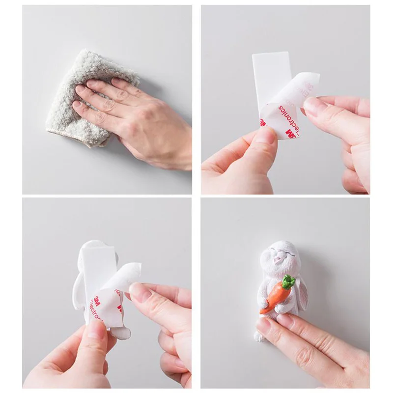 4 Ganci Autoadesivi A Forma Di Coniglio - Portachiavi Murali Carini E Creativi Per Appendere Cappotti, Sciarpe, Borse - Decorazione Casa - 4