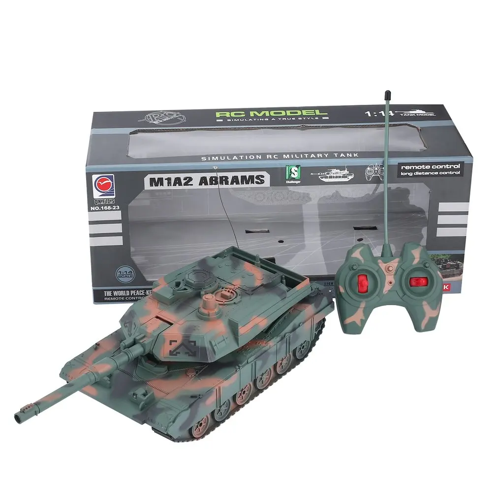 1:14 4CH Simulation RC Military Tank Turret Rotation Light & Music Remote Control Model Long Distance Control Kids Toy Gift 1:14 4CH Simulation RC Military Tank Turret Rotation Light & Music Remote Control Model Long Distance Control Kids Toy Gift