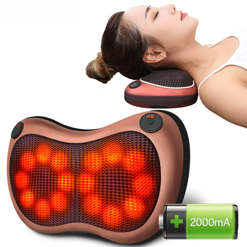 8/18 Head Car&Home Massage Pillow Multifunction Vibration Neck Shoulder Massager Smart Electric Body Relaxation Massage Pillow