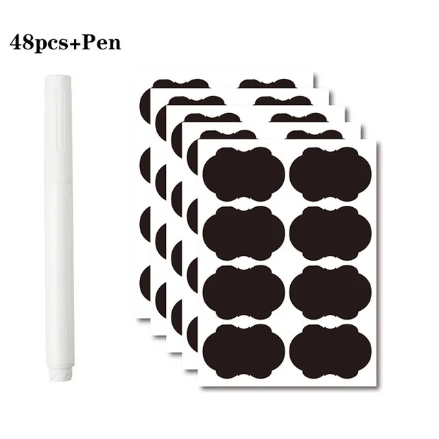36-54pcs/Set Erasable Blackboard Sticker Craft Kitchen Jars Organizer Labels Chalkboard Chalk Board Sticker Black Board 5x3.5cm 48pcs cloud