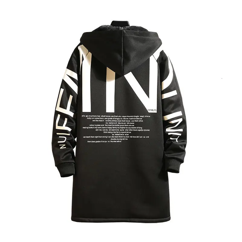 Готическая мужская куртка с капюшоном буквенным принтом Тренч для осени и зимы
