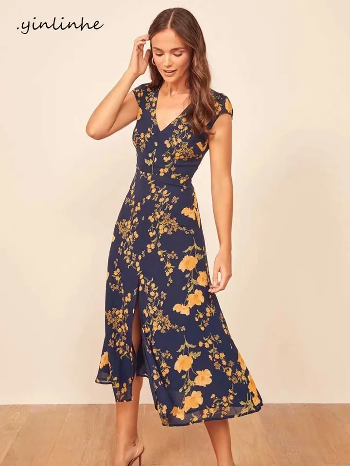 navy floral summer dress