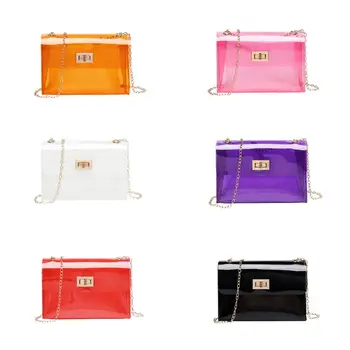 

Fashion Women Girls PVC Transparent Chain Strap Shoulder Bag Female Small Messenger Satchel Purse Handbag Travel Shopping Tote