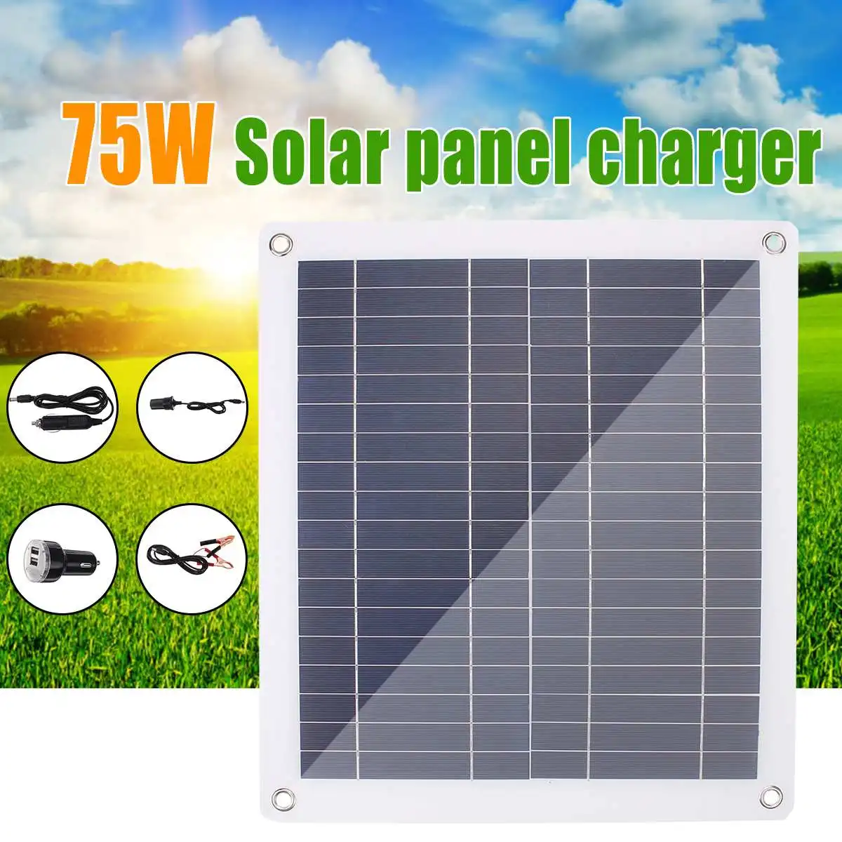 

75W 18V half Flexible Solar Panel Dual USB Output 10A-30A Controller Car Charger for Car Yacht Boat Charger Solar Panel Charger