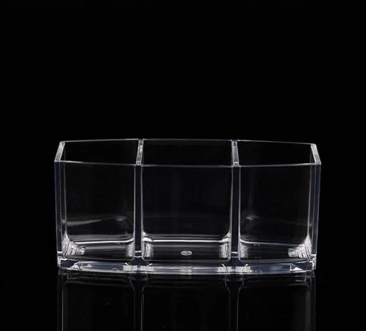 Clear Makeup Brush Holder Organizer 3 Slot Plastic Transparent Brushes Storage Box M88 | Красота и здоровье