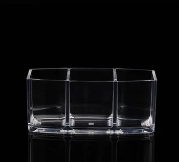 

Clear Makeup Brush Holder Organizer 3 Slot Plastic Transparent Brushes Storage Box M88