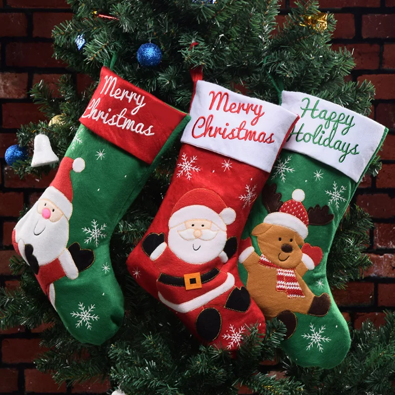 Рождественский орнамент, Рождественский олень, рождественская ель подарок, сумка, чулки, зимние теплые носки Санта Клауса, мягкий хлопок, 3