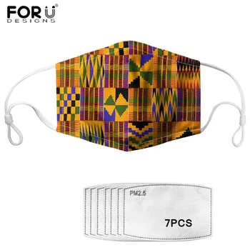 

Traditional African Pattern Dustproof Mask 7Pcs Filter Outdoor Face Protector Windproof Mouth-Muffle Abstract Geometry Masks