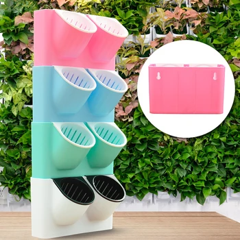 

1*Flower Pot Garden Balcony Self Watering Flower Pot Stackable Vertical Planter Wall Hanging Brand New