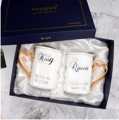 Gift box with lid JM лучший в! 2 шт./компл. пара чашка керамическая кофейная чашка поцелуй творческий подарок на день Святого Валентина Свадебный подарок на день рождения, персонализированные кружки - Цвет: Gift box with lid