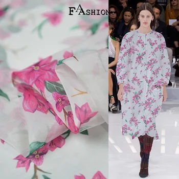 

100cm*135cm Pink floral silk cotton chiffon gauze fabric fresh