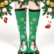 Носки с 3D-принтом с пятью пальцами носки с рождественским носком Теплые длинные носки без пятки с изображением снеговика Совы Санты