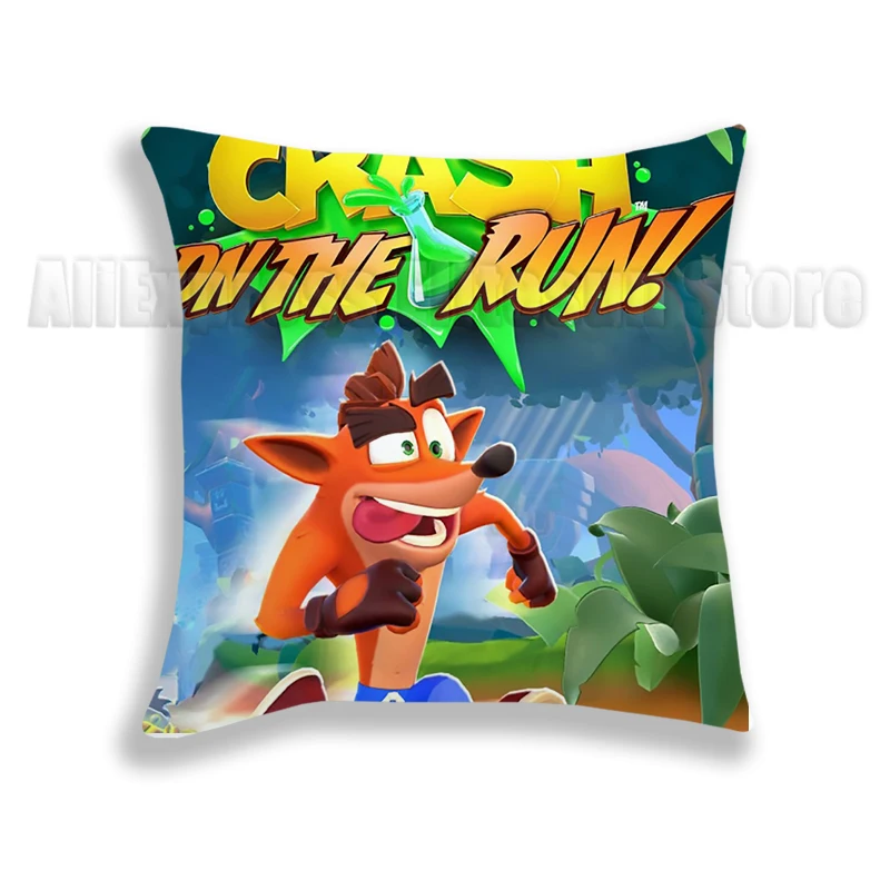 Crash Bandicoot On the Run! Pillow Case Crash Cushion Cover 45*45cm Polyester Pillow Cover Home Decorative No Pillow Insert 3
