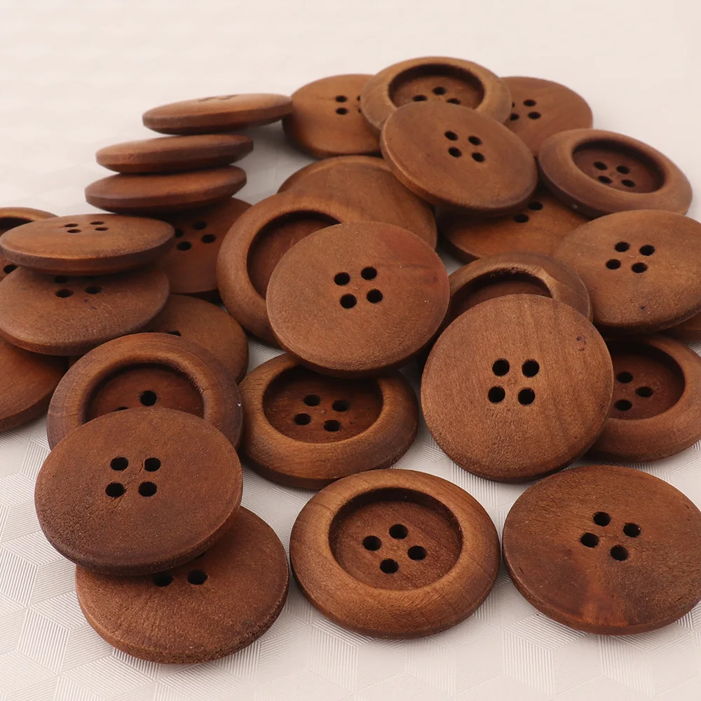 

10 PCS 4-holes Round brown wooden button natural color Sewing Scrapbooking for Shirt Handmade Garments Accessories Clothes DIY