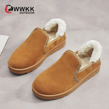 

WWKK 2019 Classic Suede Women Winter Sneakers Warm Fur Plush Insole Ankle Boots Sports Women Shoes Female Non-slip Shoes Woman