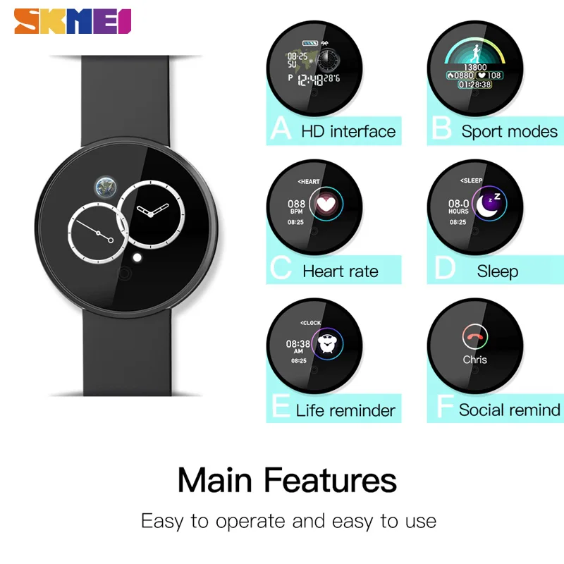 SKMEI Смарт для женщин мужчин часы Bluetooth монитор сердечного ритма во время сна Smartwatch gps трекер для huawei Xiaomi Reloj Inteligente B36M