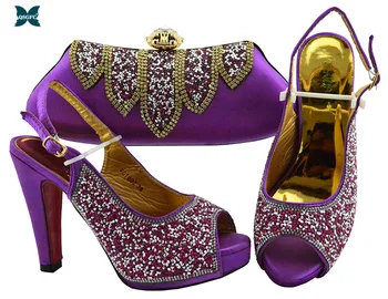 

Special Italian Design Shoes With Matching Bags Set African Women's Party Shoes and Bag Sets Purple Color Women shoes And Bag