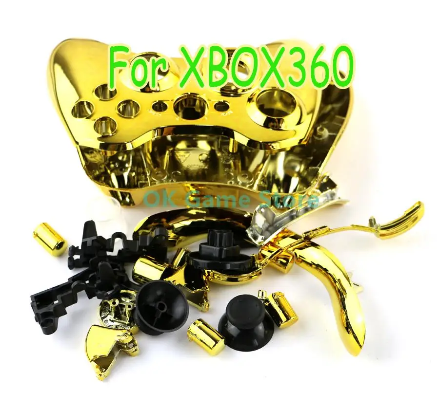 

6sets/lot High Quality Chrome Handle Housing Shell Case with button set for xbox360 xbox 360 Wireless Controller