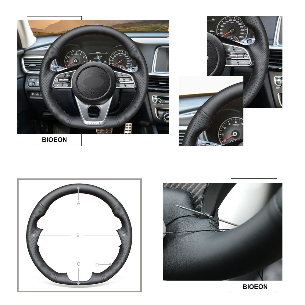 Черный PU искусственная кожа чехол на руль для Kia K5 Optima Cee 'd Ceed GT-Line Forte GT Sportage ProCeed GT
