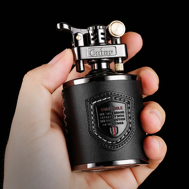 

CHIEFF Big Size Desktop Kerosene Mechine Metal Leather Gasoline Cigarette Lighter Grinding Wheel Flint Lighter Oil Inflatable