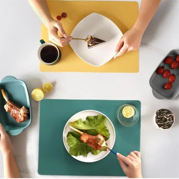 

40 * 30CM children's table mats solid color non-slip insulation mats waterproof silicone bowl coasters kitchen supplies