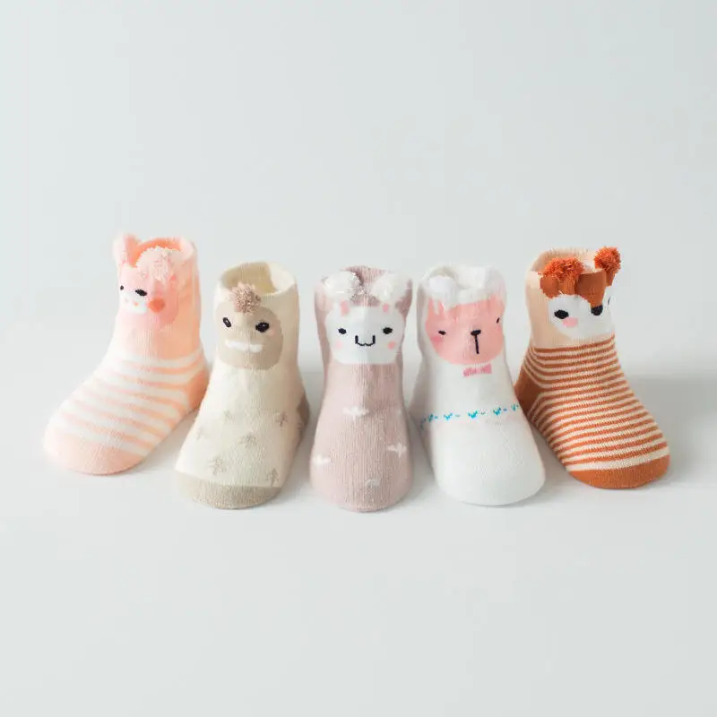 Balleenshining/5 пар носков для малышей с мультяшными животными г. Новые хлопковые детские носки до колена для От 1 до 3 лет, носки для маленьких девочек, Skarpetki