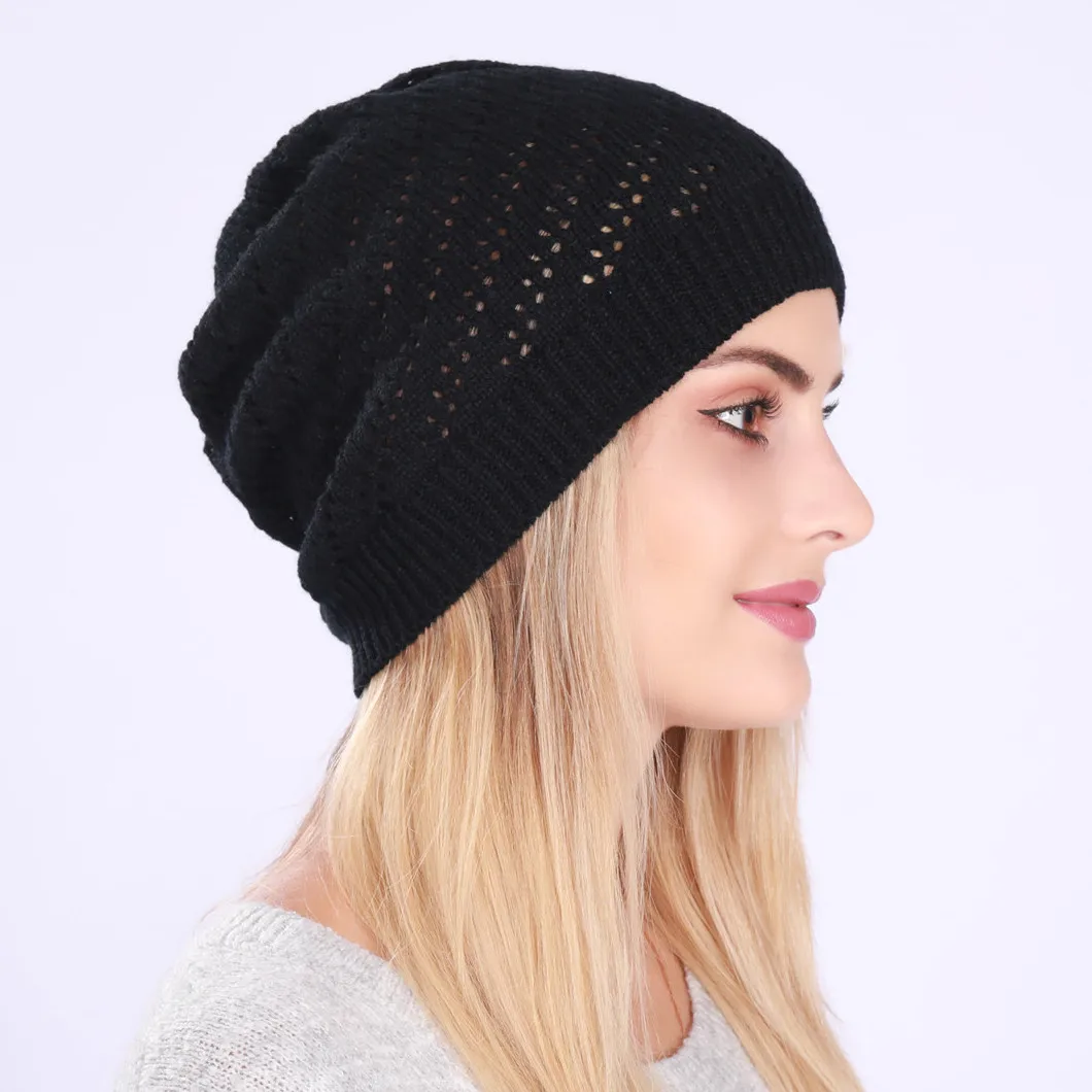 Fashion New Women Beanies Skullies Hat Cap Lady Spring Autumn Winter Solid Knitted Hollow Out Casual Bone Soft Cap Hat For Women 5