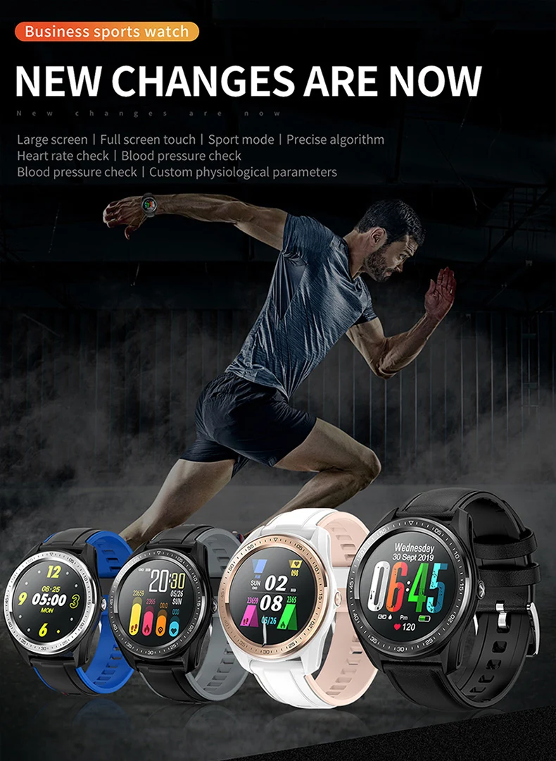 SANDA Смарт-часы для мужчин IP67 Водонепроницаемый Полный сенсорный круглый экран сердечный ритм кровяное давление фитнес-трек умные часы для мужчин или женщин