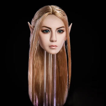 

1/6 European American Female Head Sculpt With 2 Pairs Of Ears Soldier Model Accessories - Wheat Color Skin + Golden Long Hair