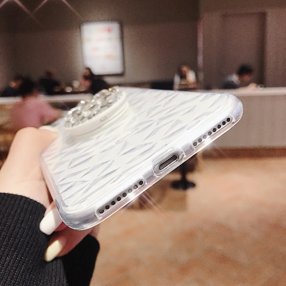 3D Diamond Holder Case For iPhone 11 Pro 8 Pluse XR XS MAX 6 6s Anti-fall Phone Cover With Airbag Holder