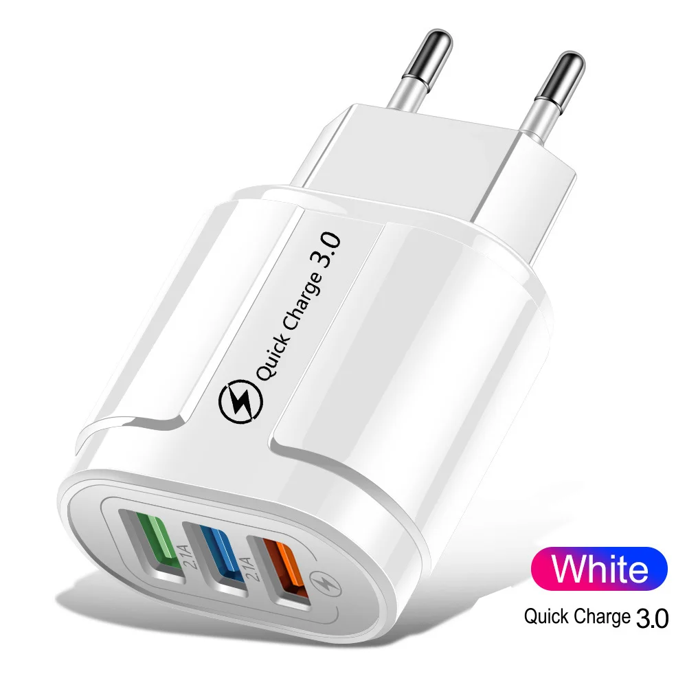 3A 18W USB Charger Quick Charger 3.0 For Xiaomi Huawei Samsung 3 Ports Universal Wall Mobile Phone Adapter Fast Charging Charger 65 watt usb c charger