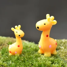 2 шт./компл. милый жираф животное олень Статуэтка статуэтки ручной работы миниатюрное украшение пейзаж миниатюры мох Фея садовый декор